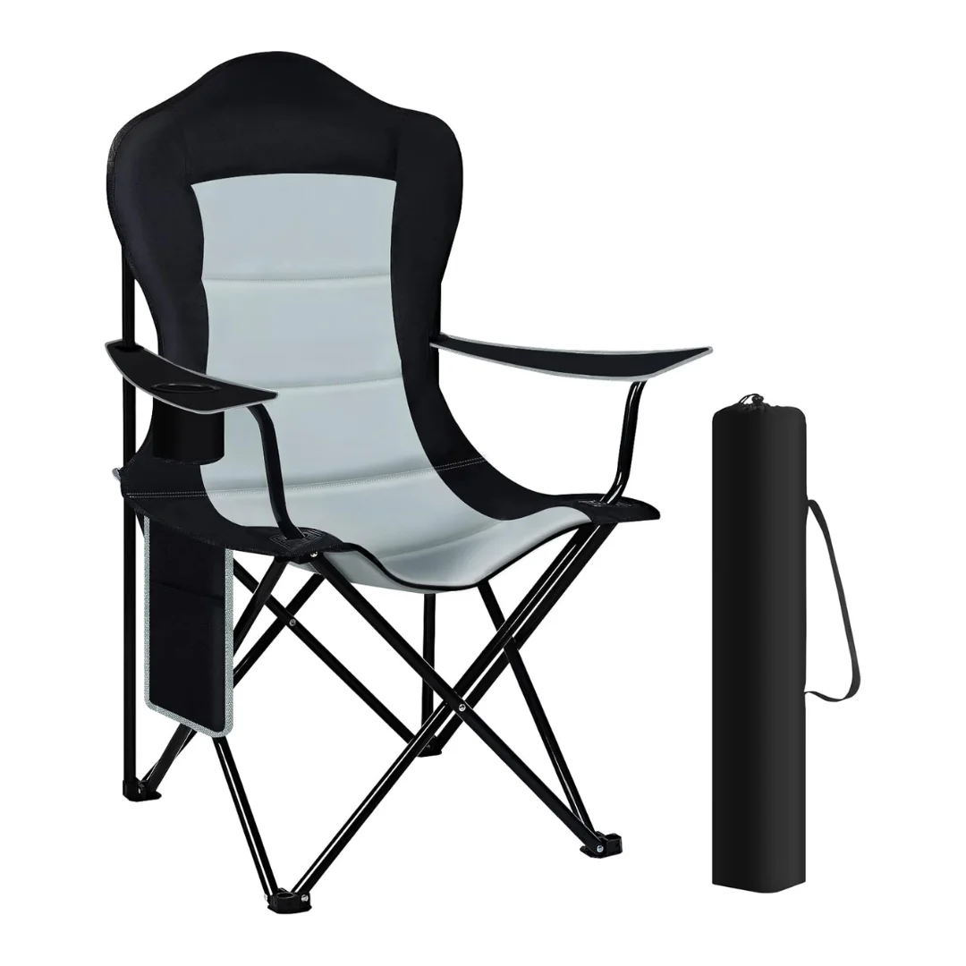 Opvouwbare Campingstoel 150kg - Gevoerde Hoge Rug - Bekerhouder