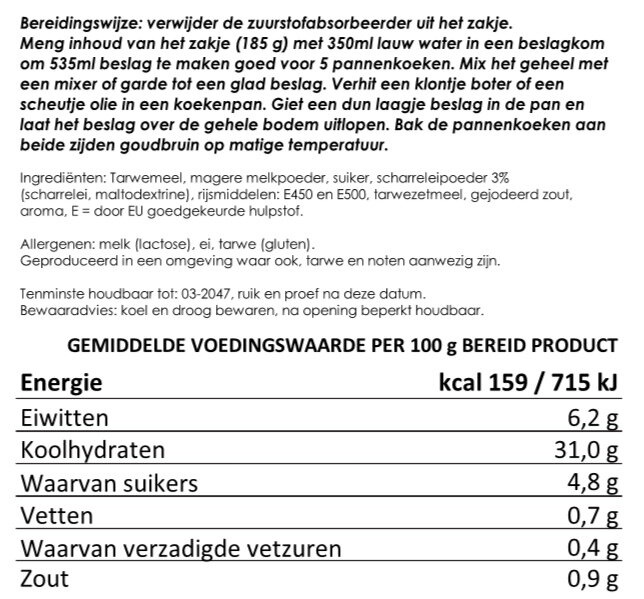 Instant pannenkoekenmix voor 5 pannenkoeken | 25 jaar houdbaar noodrantsoen - Afbeelding 3