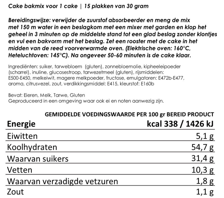 Cake bakmix noodrantsoen 25 jaar houdbaar | Gevriesdroogd noodpakket eten - Afbeelding 3