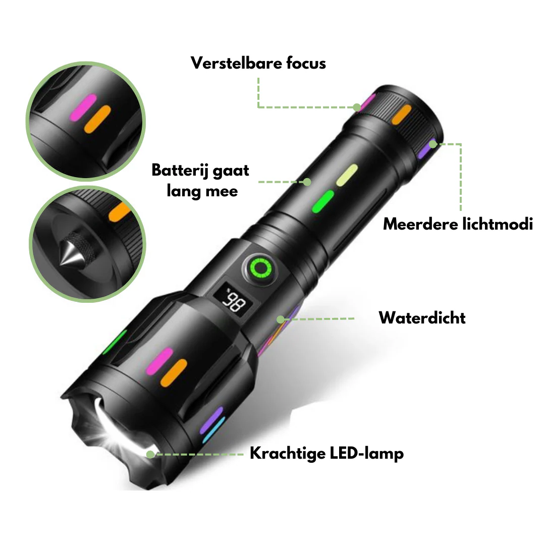 Militaire Zaklamp - LED Oplaadbaar - 9000 Lumen - Afbeelding 3