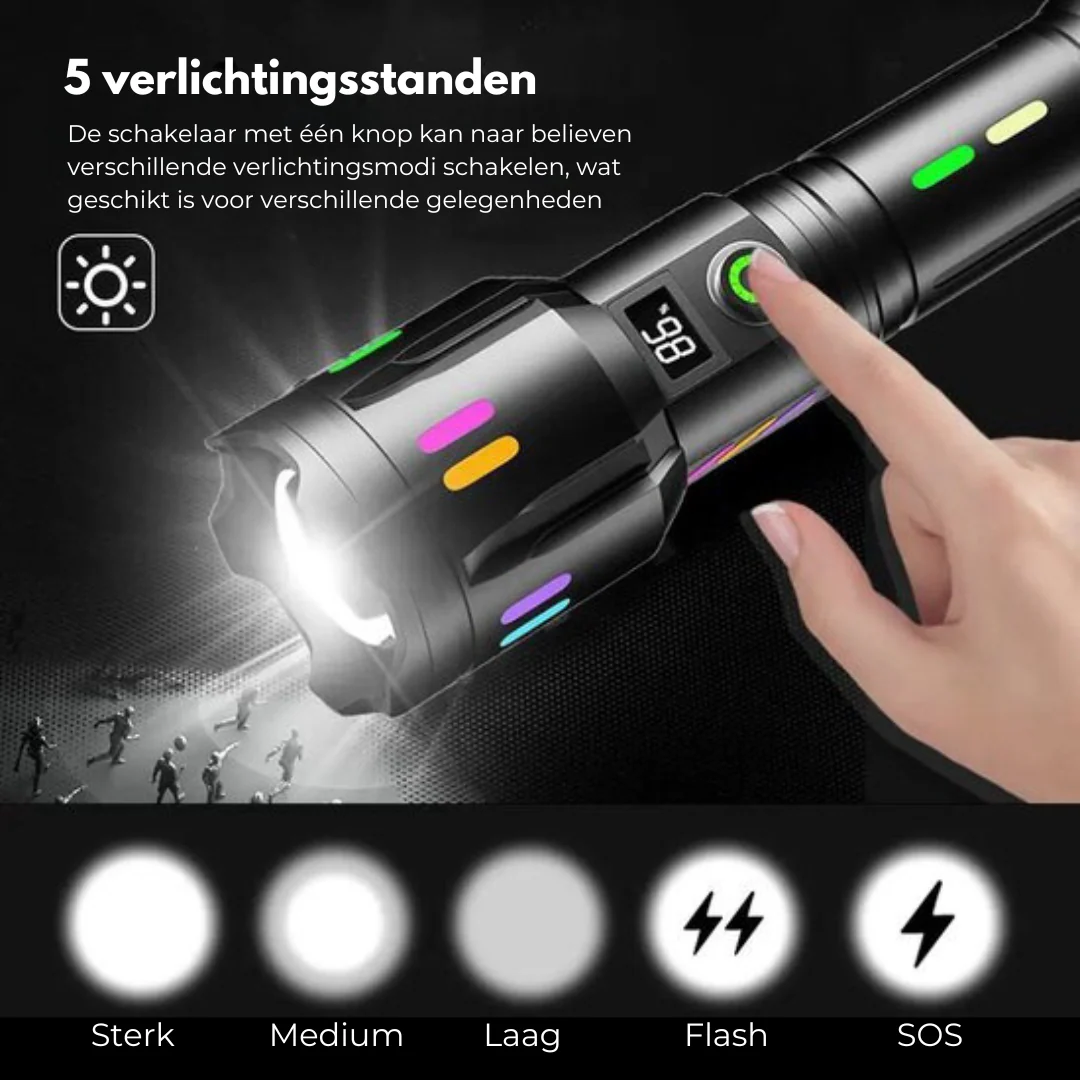 Militaire Zaklamp - LED Oplaadbaar - 9000 Lumen - Afbeelding 6