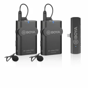 BOYA BY-WM4 Pro K4 draadloze microfoon-set met 2 zenders en Lightning-ontvanger voor iPhone