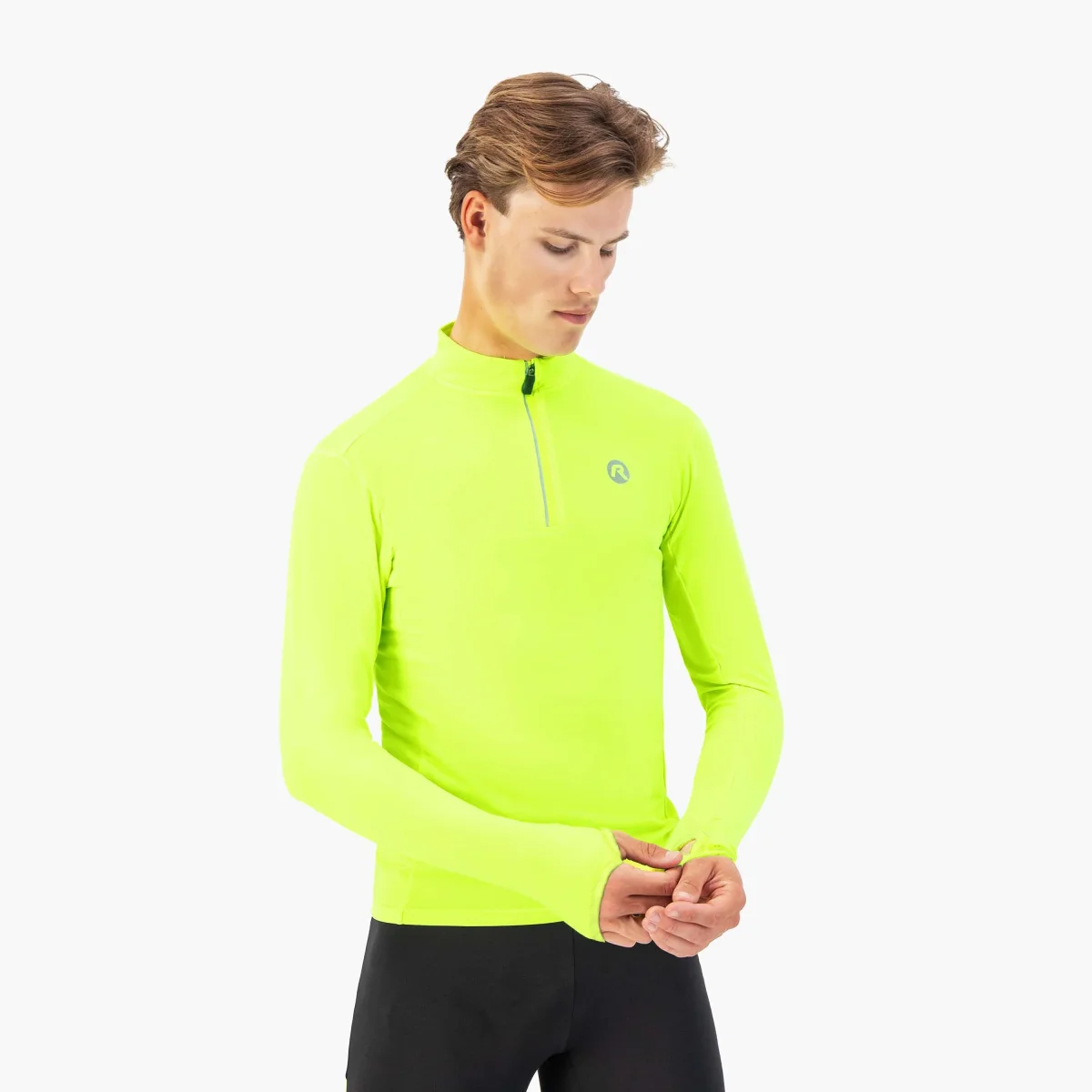 Core Hardlooptop Lange Mouw 1/2 Zip Heren - Neon Geel - Afbeelding 3
