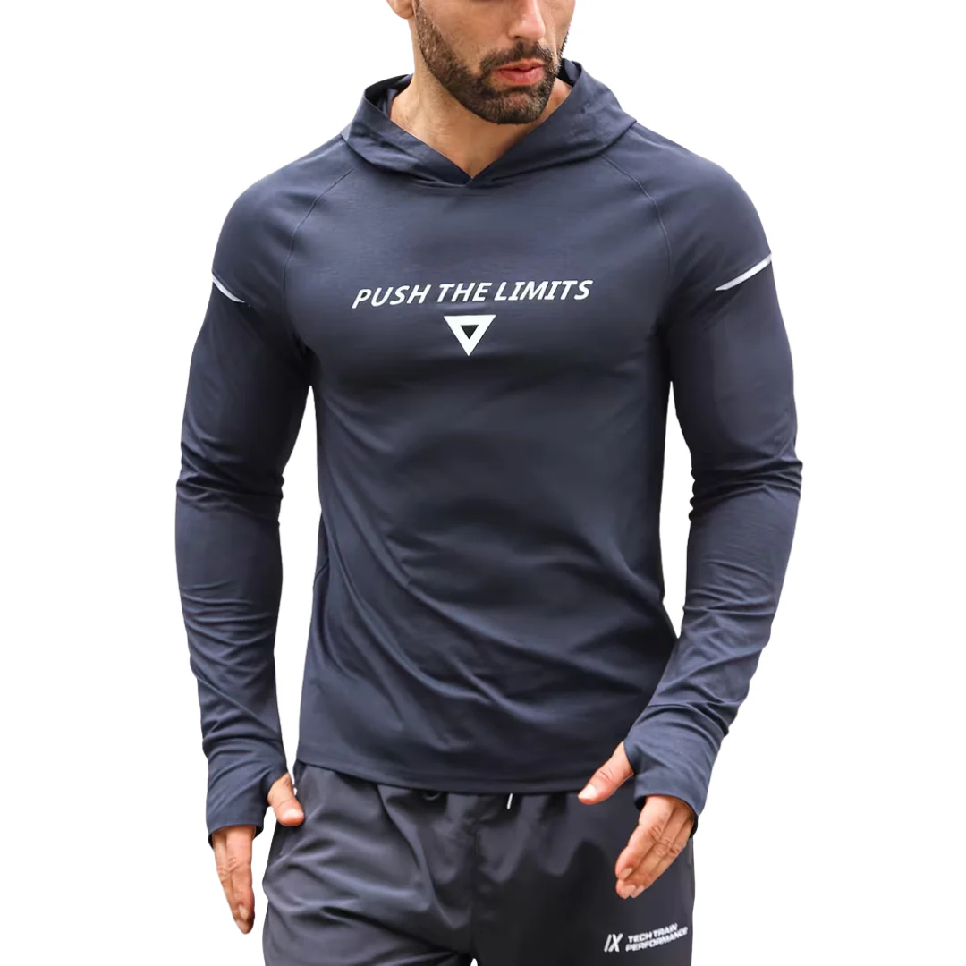 Heren Reflecterende Sporthoodie – Slim-Fit – Longsleeve