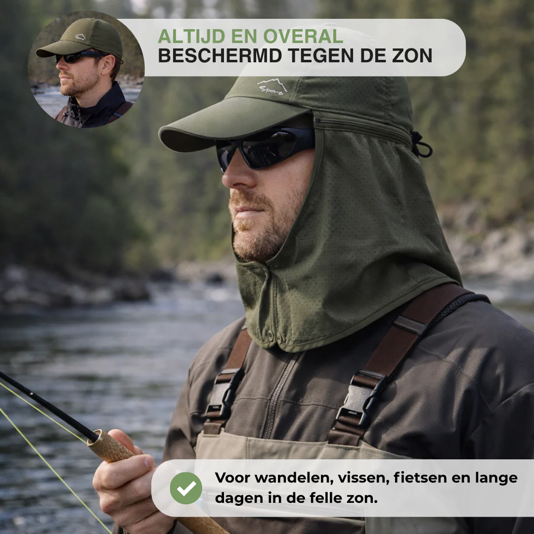 Visserspet met Nekflap - UV Zonbescherming - Sneldrogend - Afbeelding 4
