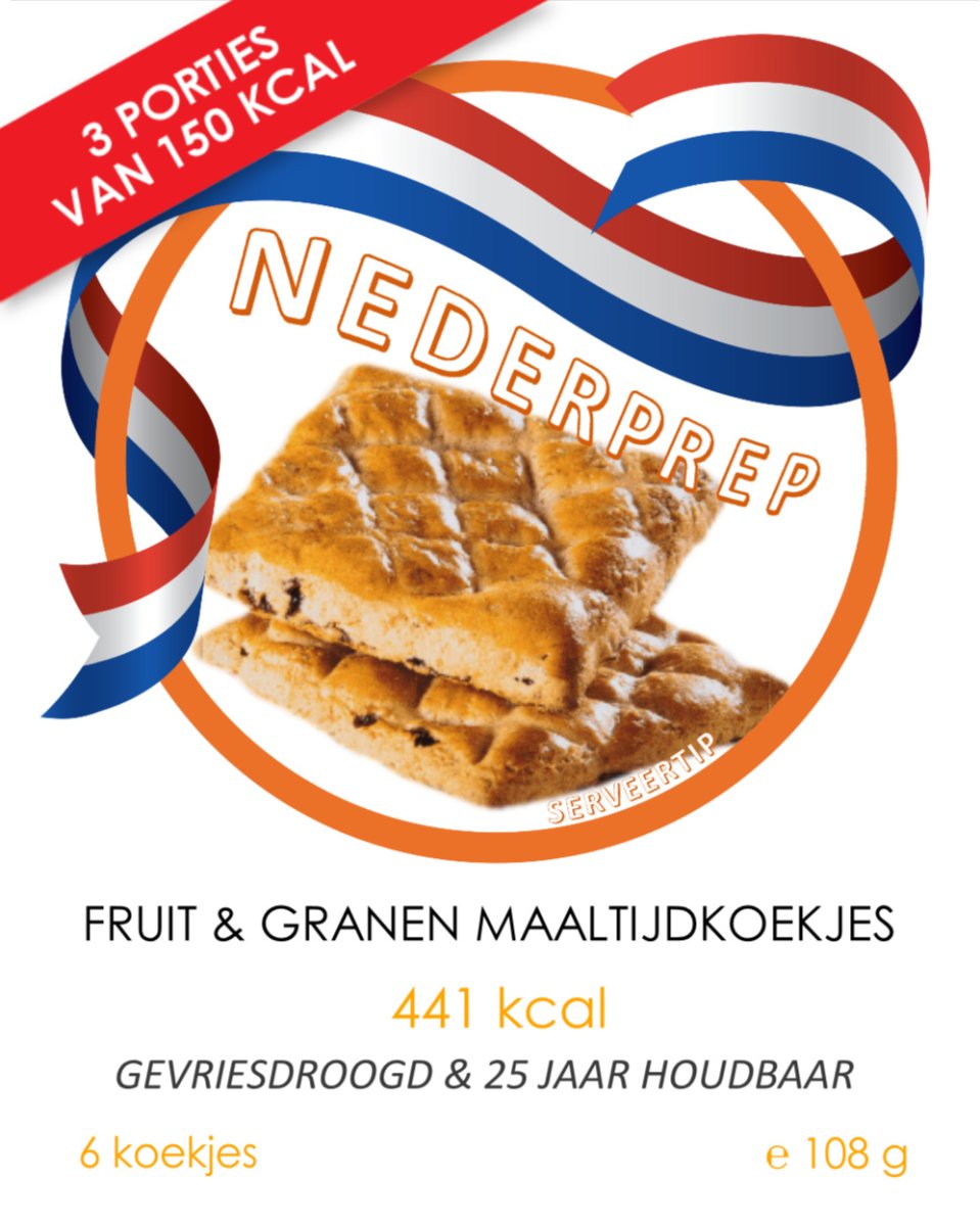 25jr houdbare maaltijdkoekjes | 3 porties (6 koekjes) | gevriesdroogd noodrantsoen - Afbeelding 2