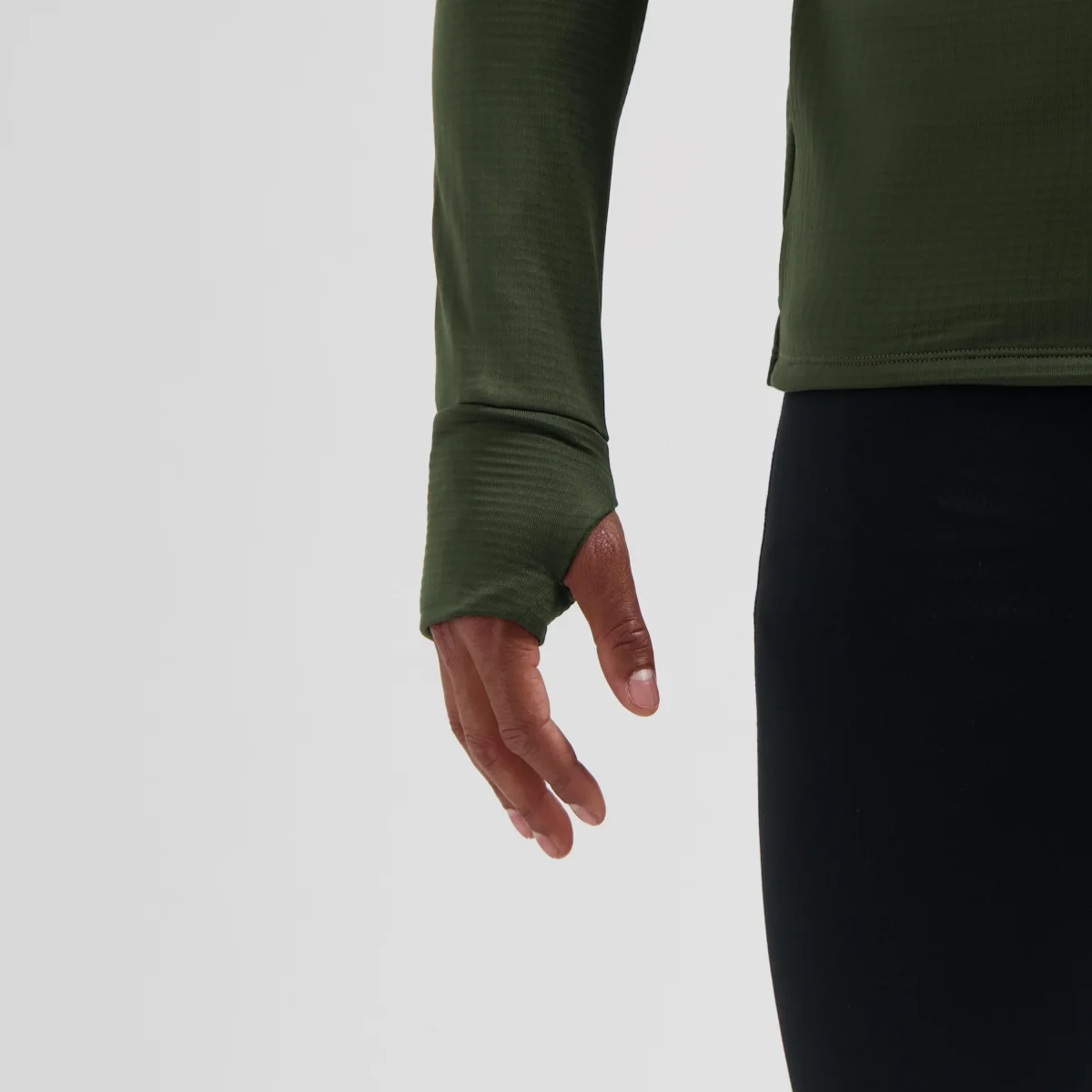 Essential Hardlooptop Lange Mouw 1/2 Zip Heren - Legergroen - Afbeelding 7