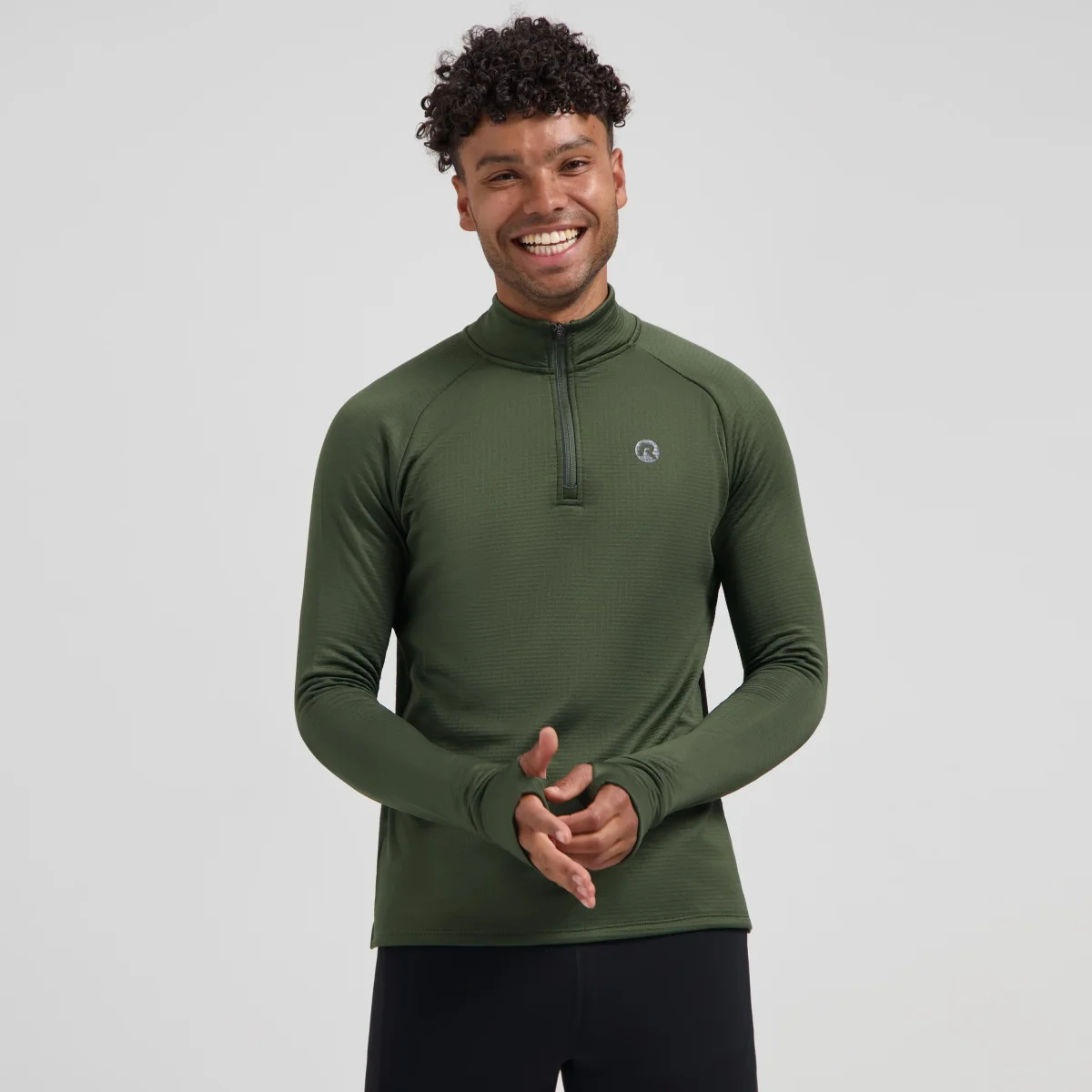 Essential Hardlooptop Lange Mouw 1/2 Zip Heren - Legergroen - Afbeelding 3