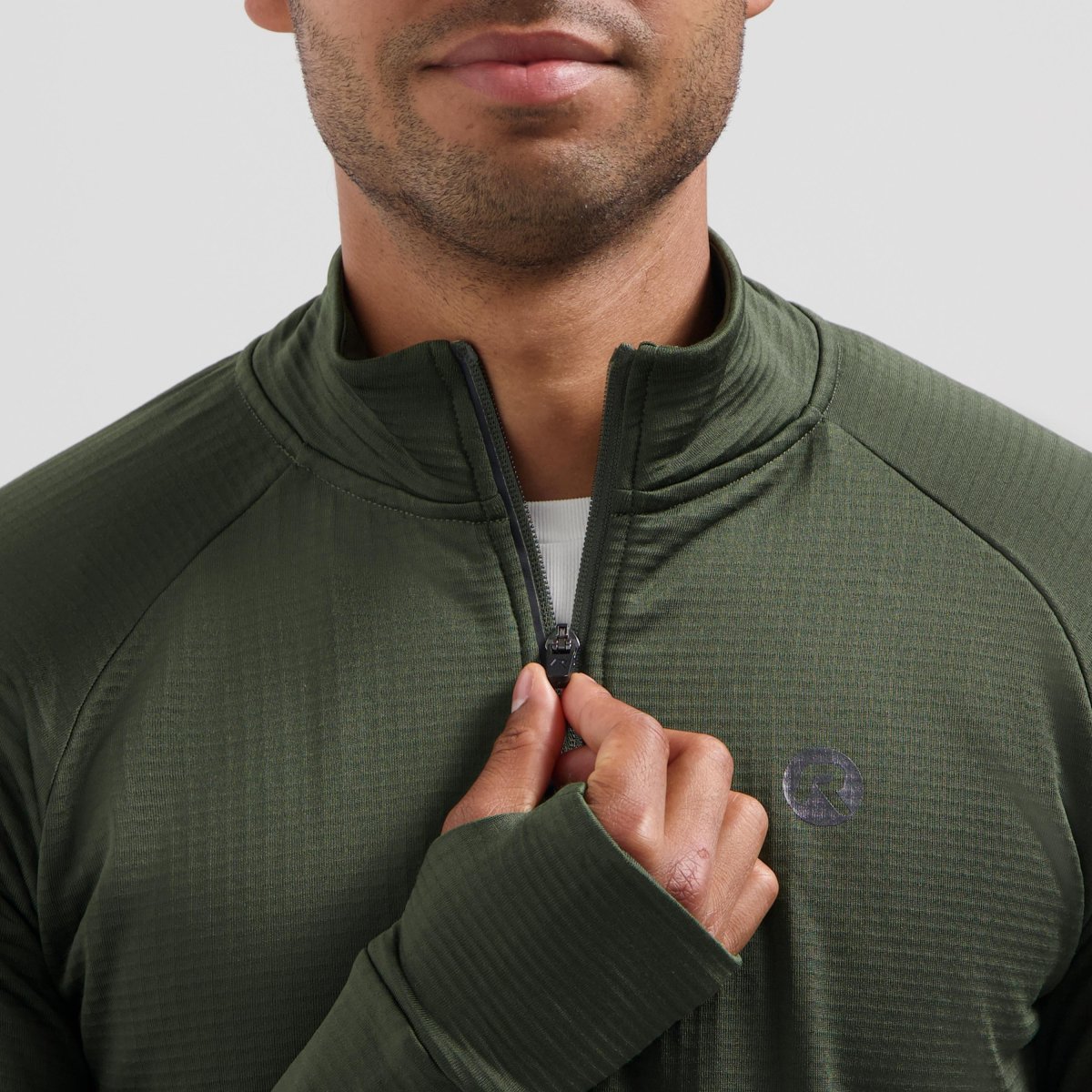 Essential Hardlooptop Lange Mouw 1/2 Zip Heren - Legergroen - Afbeelding 6