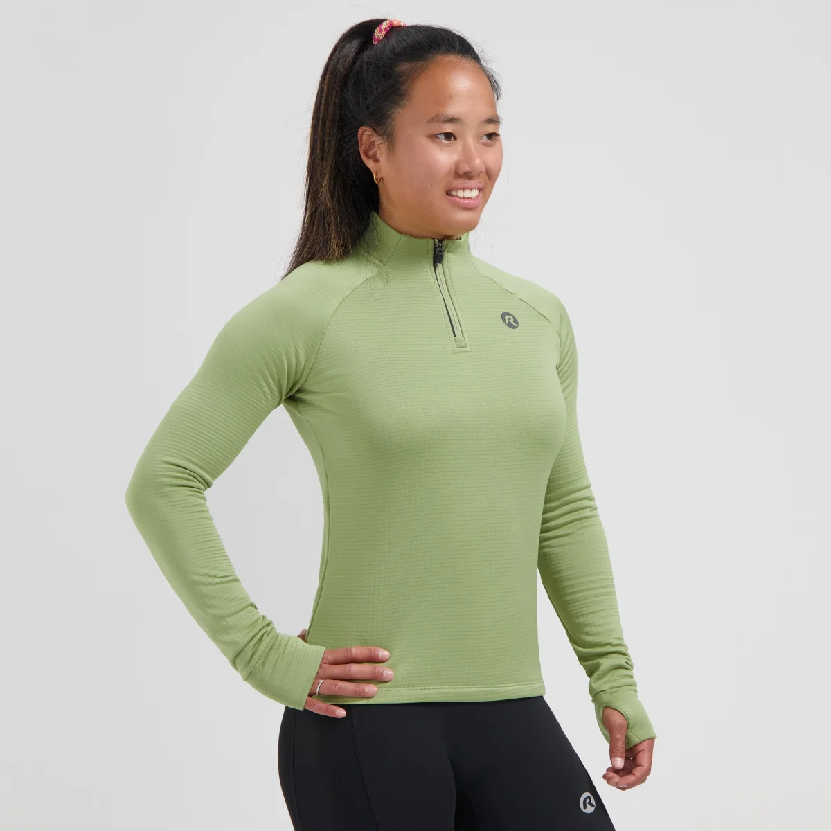 Essential Hardlooptop Lange Mouw 1/2 Zip Dames - Saliegroen - Afbeelding 3