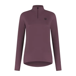 Essential Hardlooptop Lange Mouw 1/2 Zip Dames - Aubergine