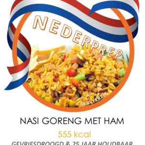 Nasi goreng met ham | 25 jaar houdbaar gevriesdroogd noodrantsoen | NEDERPREP