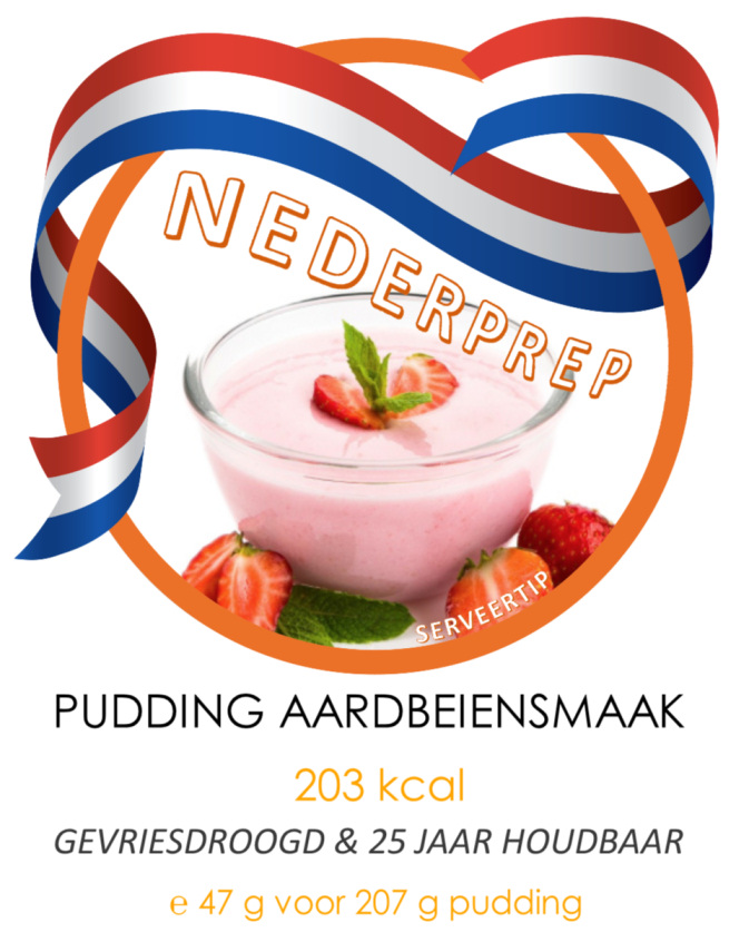 Instant pudding aardbeiensmaak | gevriesdroogd 25 jaar houdbaar noodrantsoen | NEDERPREP - Afbeelding 2