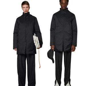 RAINS Padded Nylon Coat Black