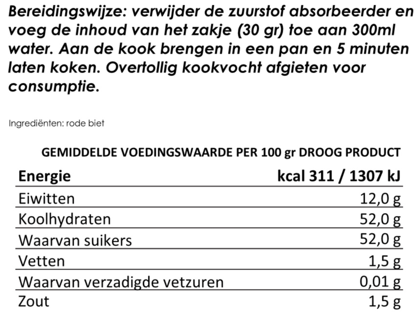 Rode bieten | gevriesdroogd noodrantsoen | voor 300 gram rode bieten - Afbeelding 3